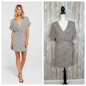 Z Supply XS Leopard Print Torre Mini Wrap Dress V Neck Soft Stretch Jersey Knit